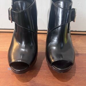 Burberry Black Peep-Toe Heeled Boots